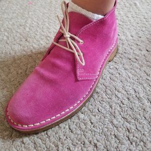 Womens Pink Suede Kate Spade Lace Up Ankle Booties